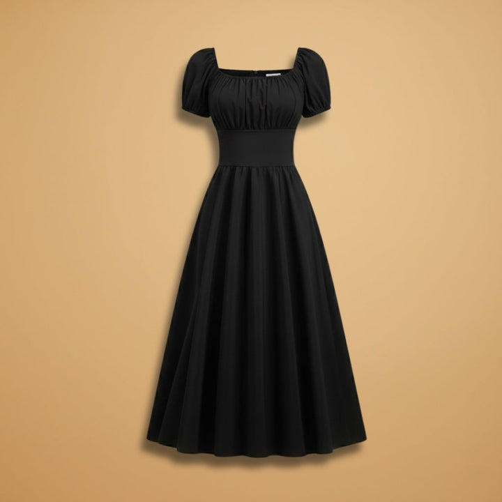 Constança | Vestido Midi Mangas Bufantes Mulher Cintura Ajustada