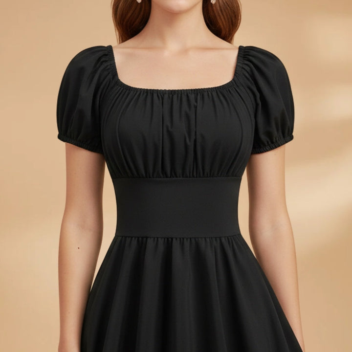 Constança | Vestido Midi Mangas Bufantes Mulher Cintura Ajustada