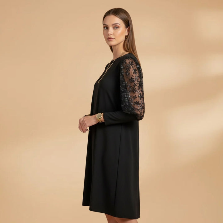 Rosa | Vestido Midi Mangas Transparentes Mulher Renda