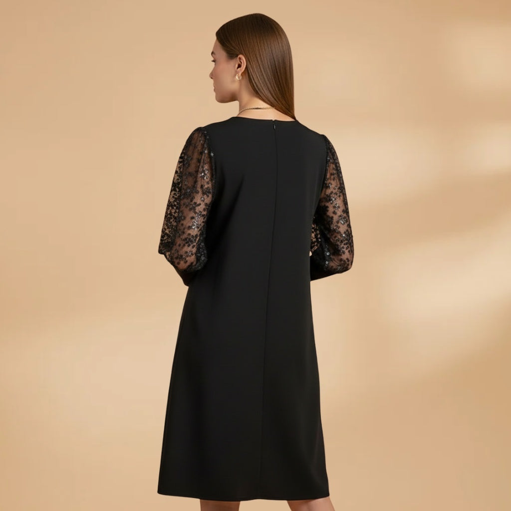 Rosa | Vestido Midi Mangas Transparentes Mulher Renda