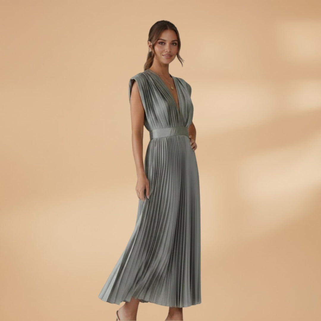 Mariana | Vestido Midi Plissado Mulher Decote V