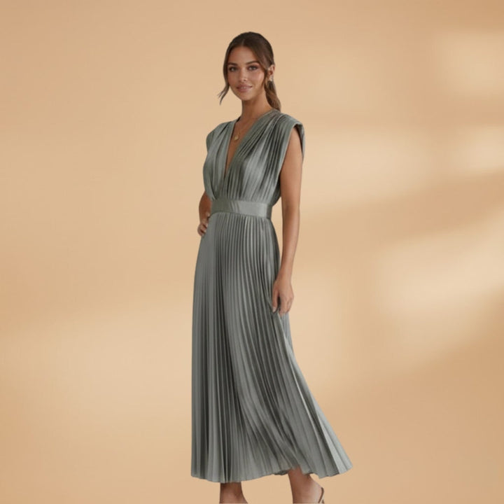 Mariana | Vestido Midi Plissado Mulher Decote V
