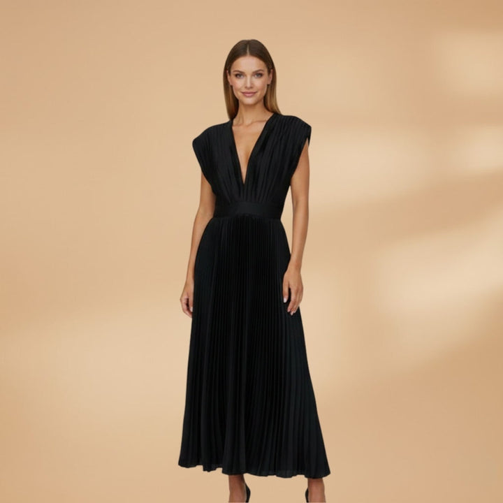 Mariana | Vestido Midi Plissado Mulher Decote V