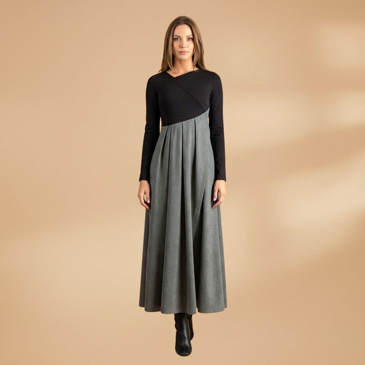 Bruna | Vestido Midi Plissado Mulher Manga Comprida