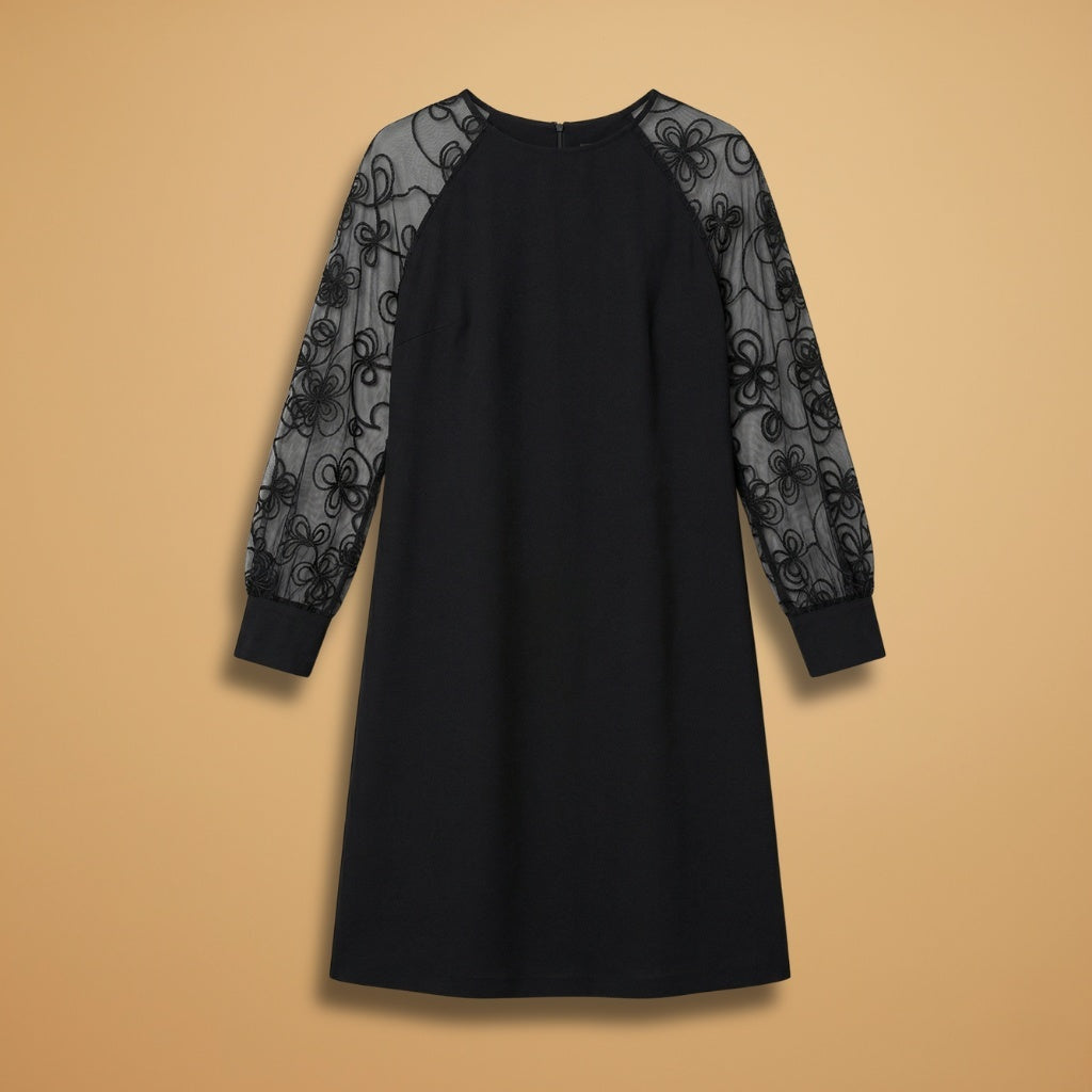 Rosa | Vestido Midi Renda Mulher Manga Comprida