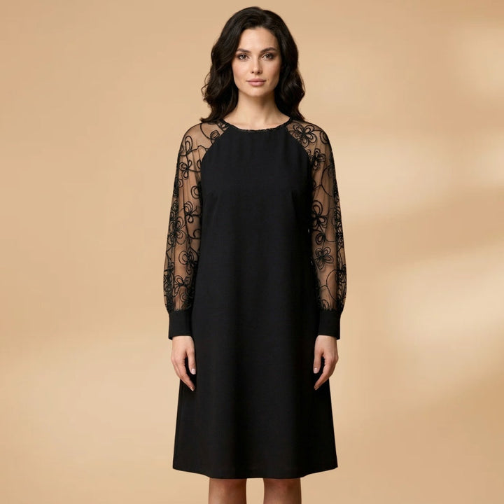 Rosa | Vestido Midi Renda Mulher Manga Comprida