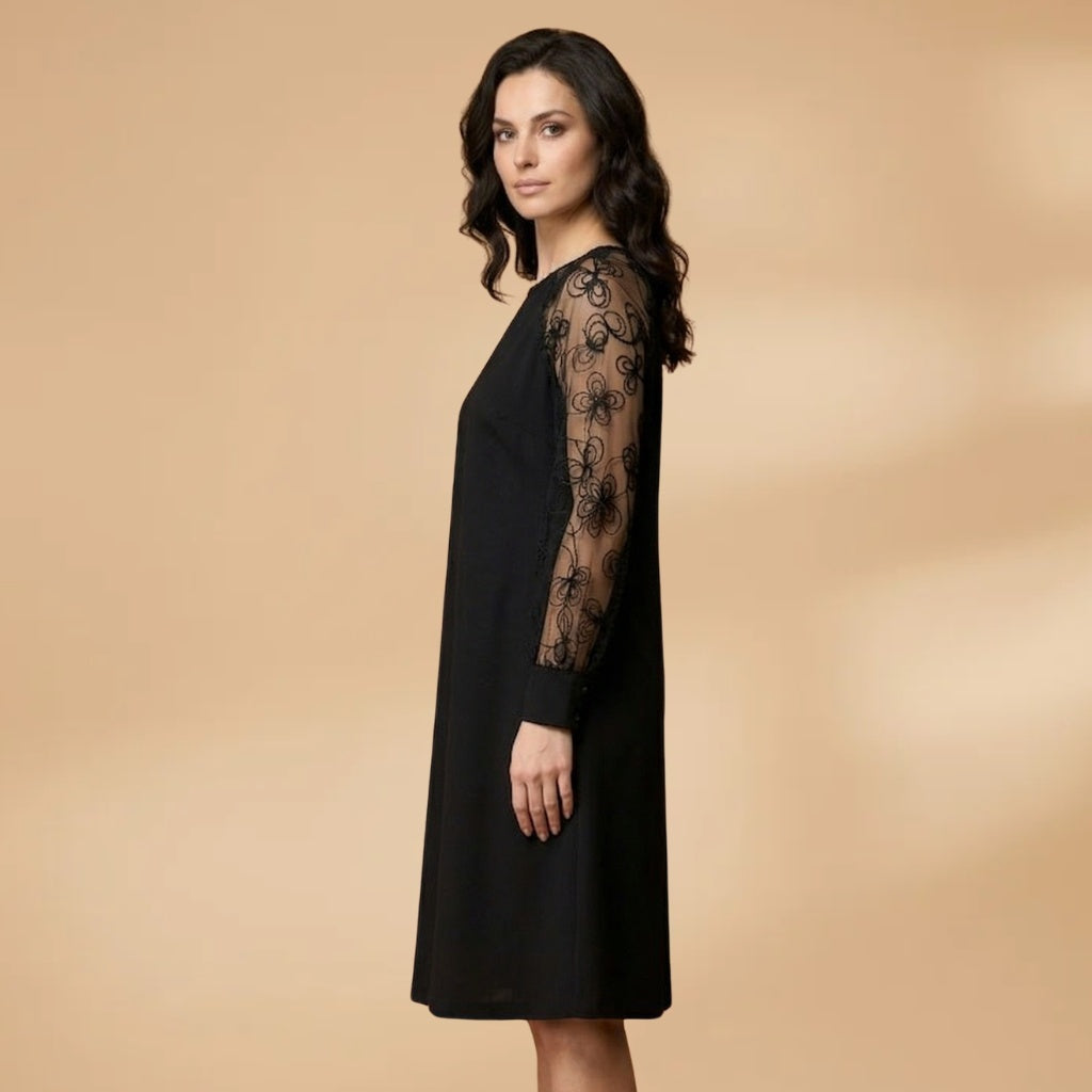 Rosa | Vestido Midi Renda Mulher Manga Comprida