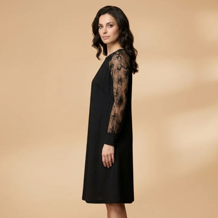 Rosa | Vestido Midi Renda Mulher Manga Comprida