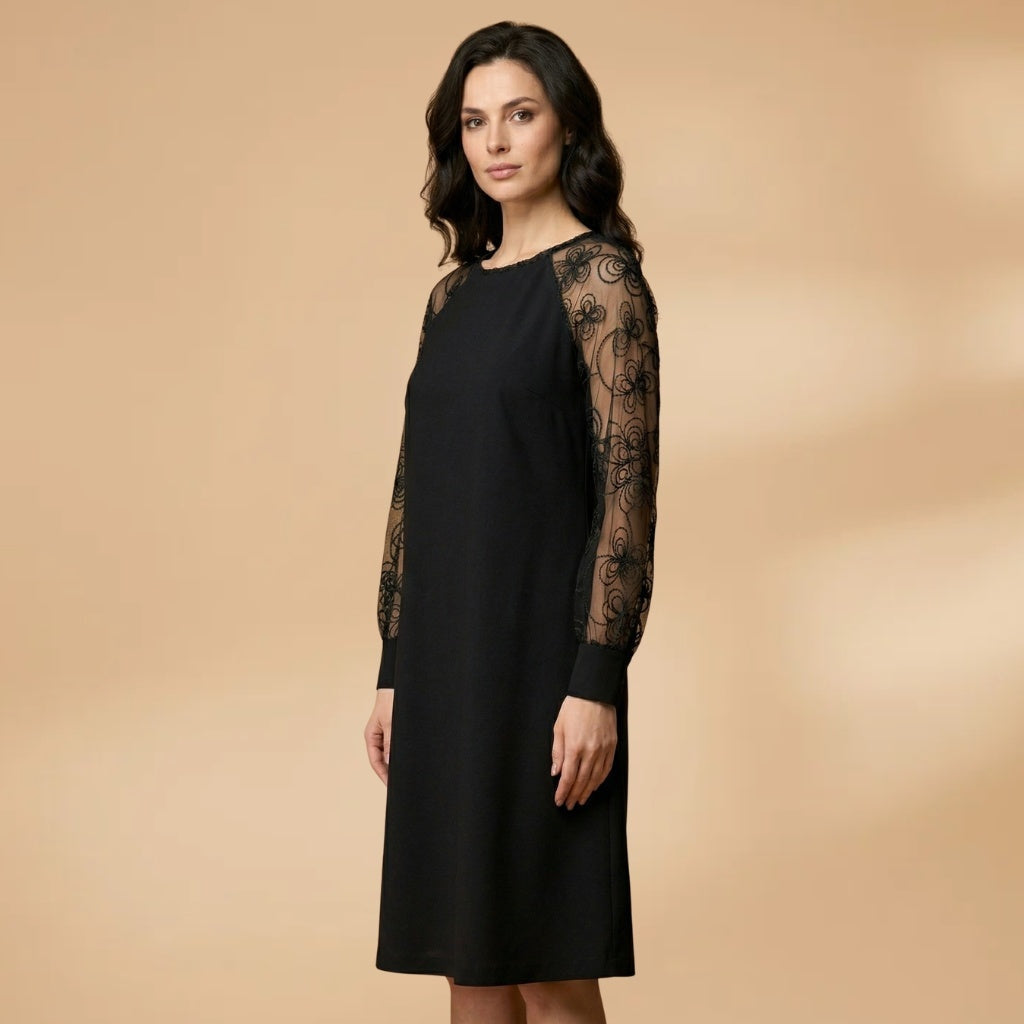 Rosa | Vestido Midi Renda Mulher Manga Comprida