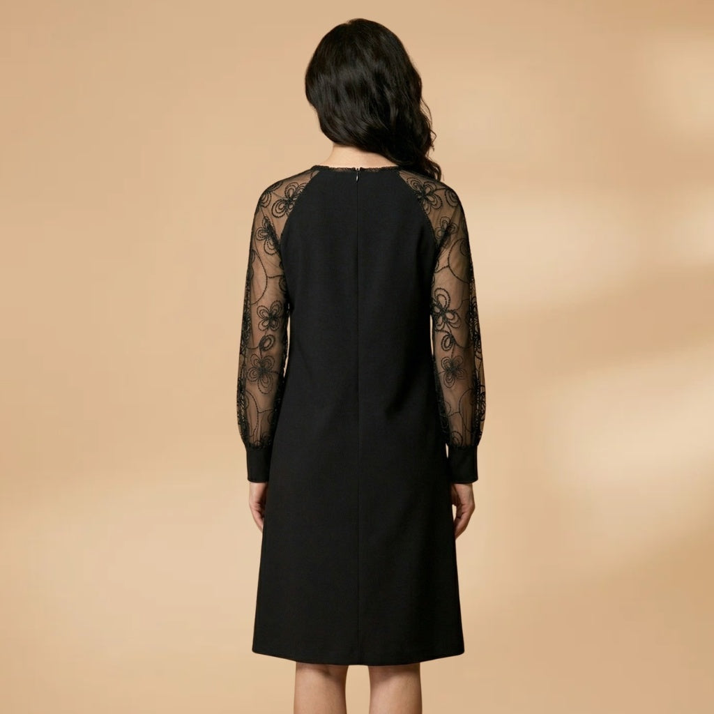 Rosa | Vestido Midi Renda Mulher Manga Comprida