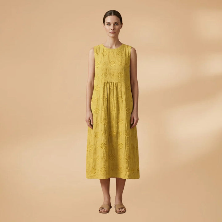 Vanessa | Vestido Midi sem Mangas Mulher Bordado