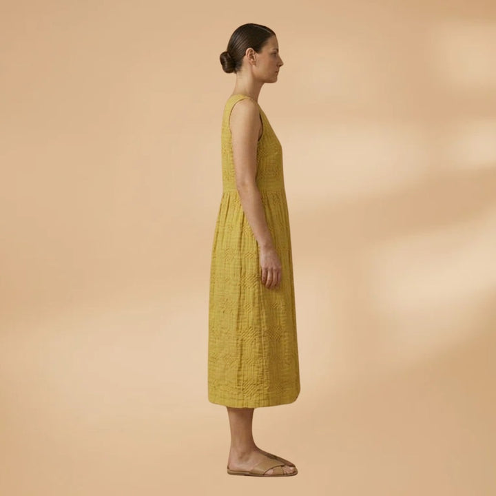 Vanessa | Vestido Midi sem Mangas Mulher Bordado