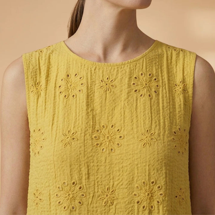 Vanessa | Vestido Midi sem Mangas Mulher Bordado