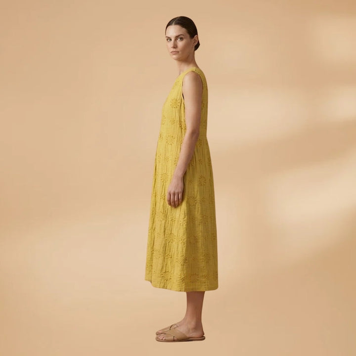 Vanessa | Vestido Midi sem Mangas Mulher Bordado