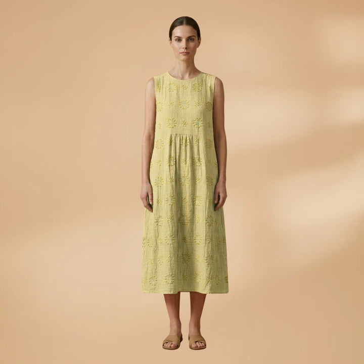 Vanessa | Vestido Midi sem Mangas Mulher Bordado