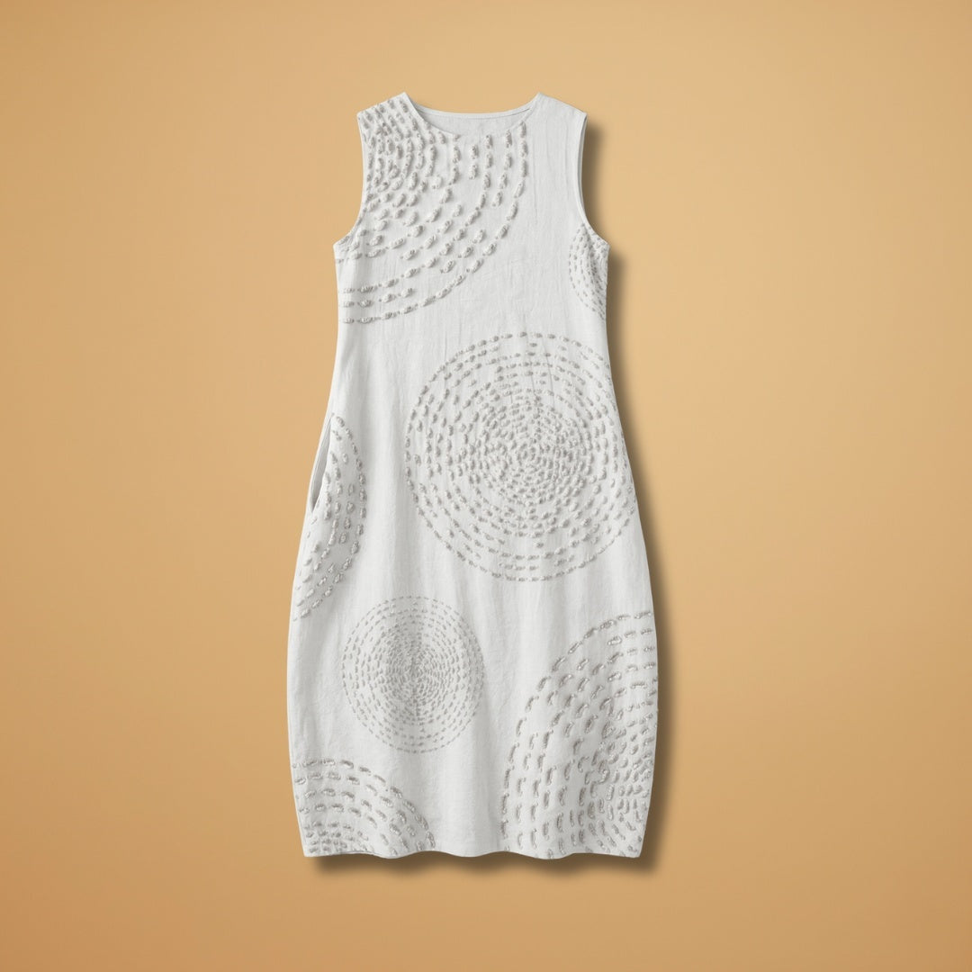 Leonor | Vestido Midi Sem Mangas Mulher Estampado Circular
