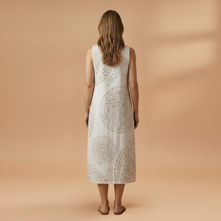 Leonor | Vestido Midi Sem Mangas Mulher Estampado Circular