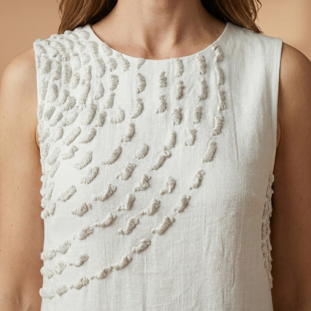 Leonor | Vestido Midi Sem Mangas Mulher Estampado Circular