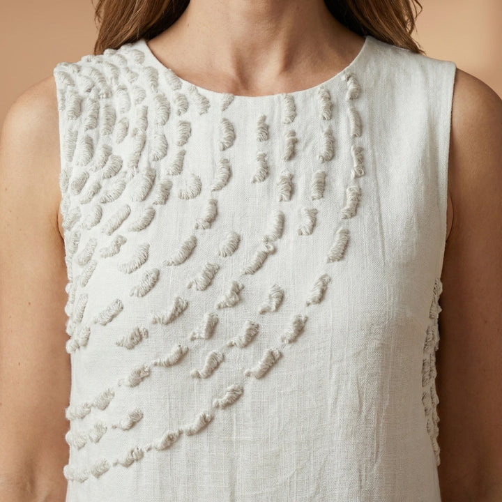 Leonor | Vestido Midi Sem Mangas Mulher Estampado Circular