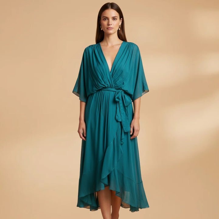 Teresa | Vestido Midi Transpassado Mulher Decote V