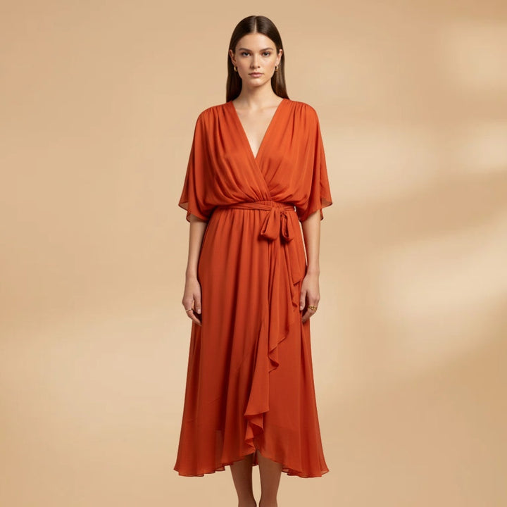Teresa | Vestido Midi Transpassado Mulher Decote V