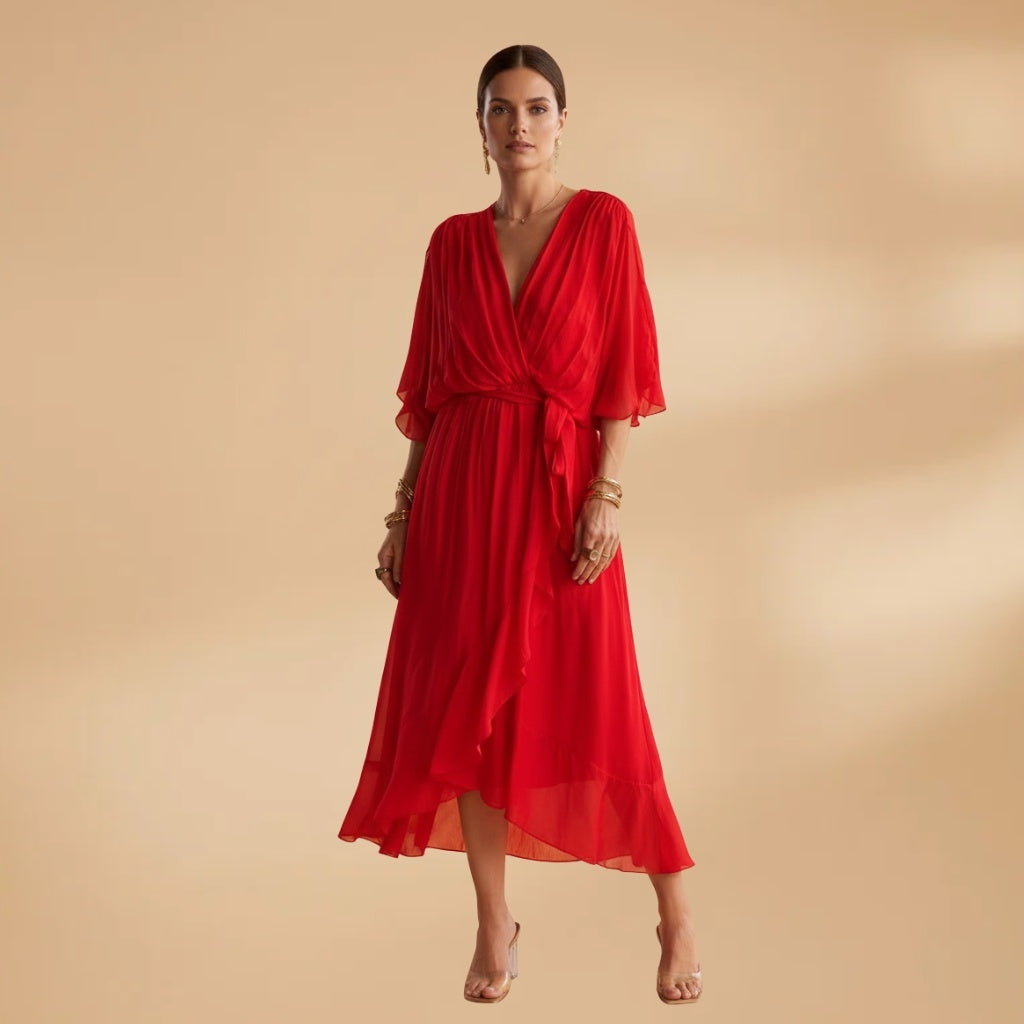 Teresa | Vestido Midi Transpassado Mulher Decote V