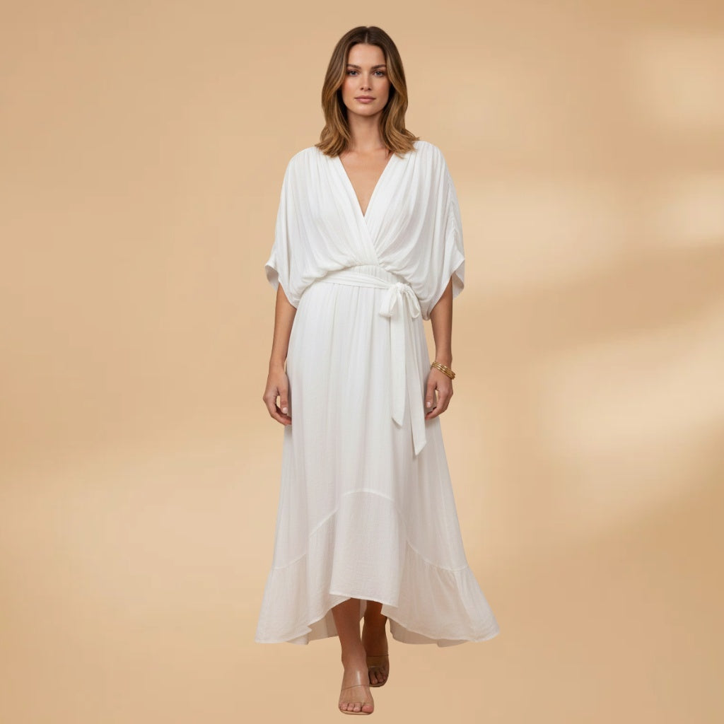 Teresa | Vestido Midi Transpassado Mulher Decote V
