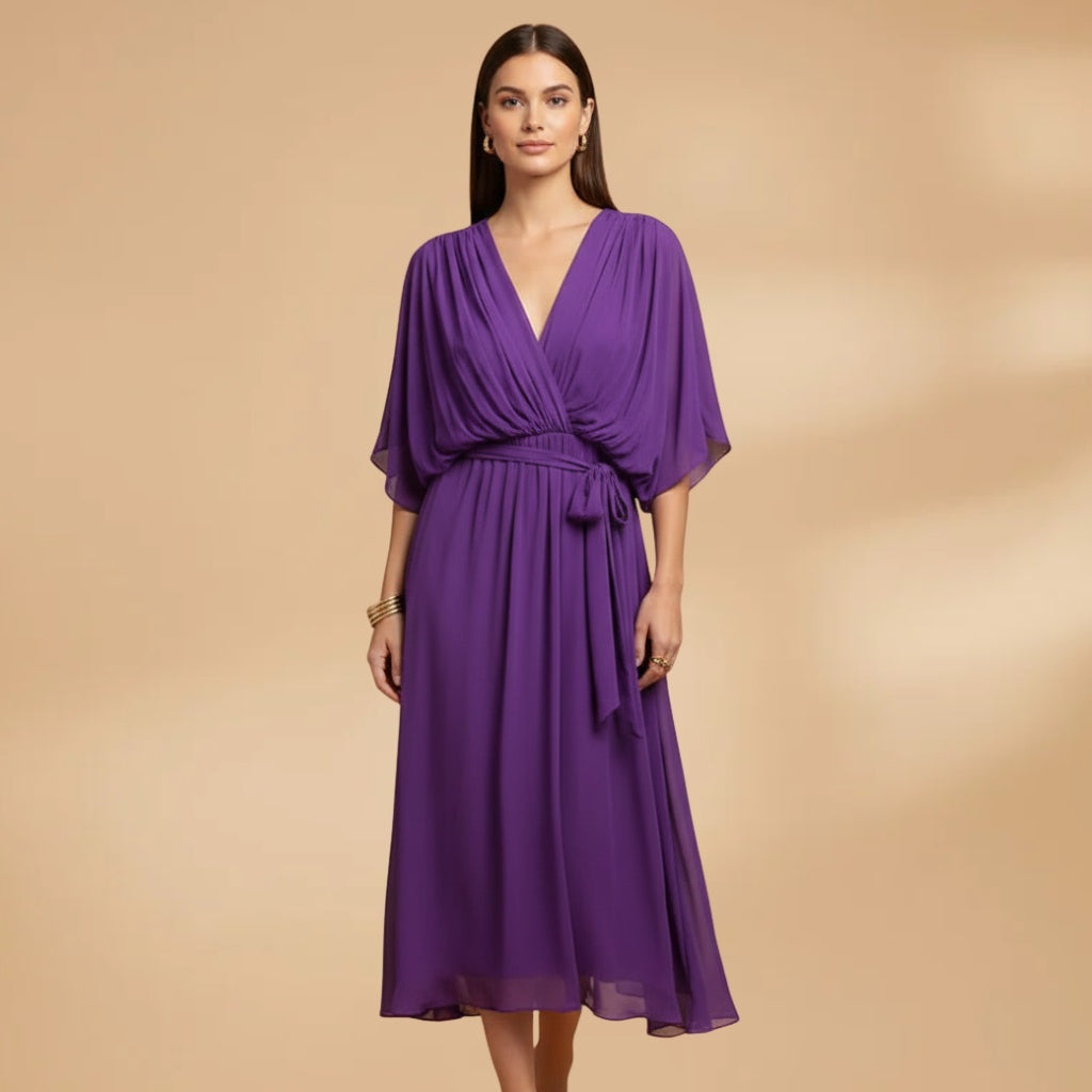Teresa | Vestido Midi Transpassado Mulher Decote V