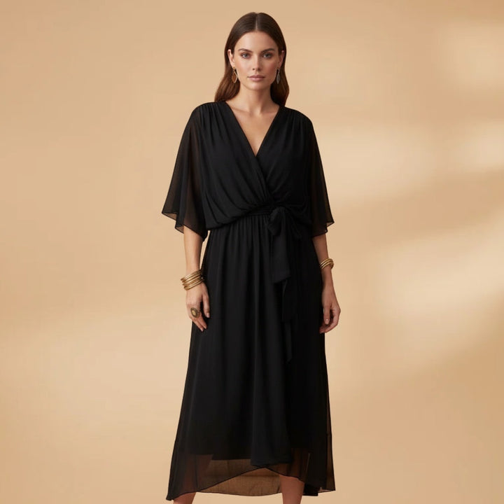 Teresa | Vestido Midi Transpassado Mulher Decote V