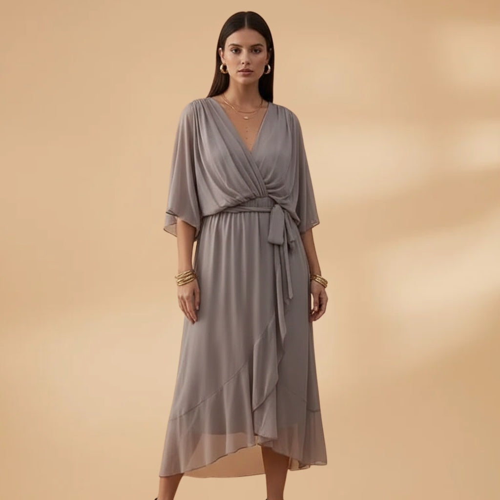 Teresa | Vestido Midi Transpassado Mulher Decote V