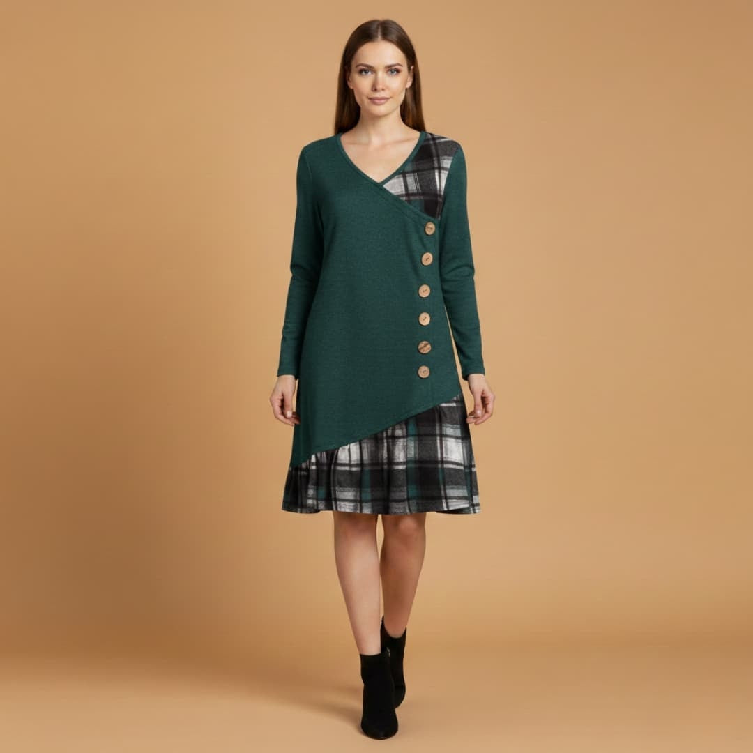 Daniela | Vestido Midi Transpassado Mulher Mangas Compridas