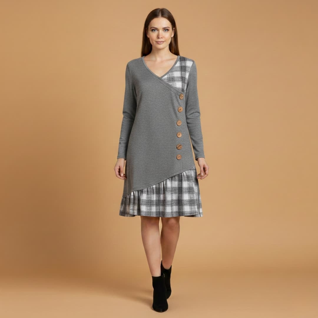 Daniela | Vestido Midi Transpassado Mulher Mangas Compridas