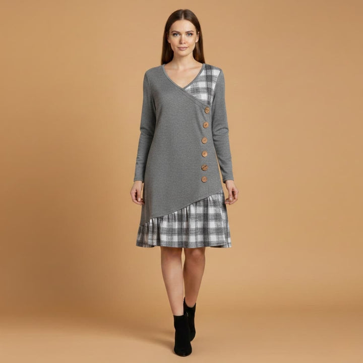Daniela | Vestido Midi Transpassado Mulher Mangas Compridas