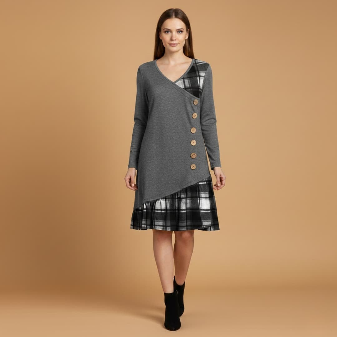 Daniela | Vestido Midi Transpassado Mulher Mangas Compridas