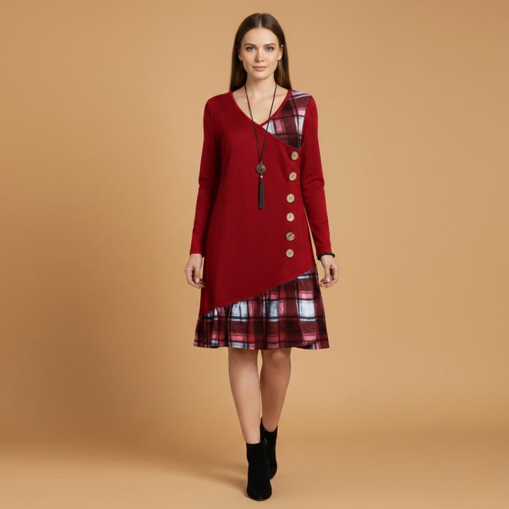 Daniela | Vestido Midi Transpassado Mulher Mangas Compridas