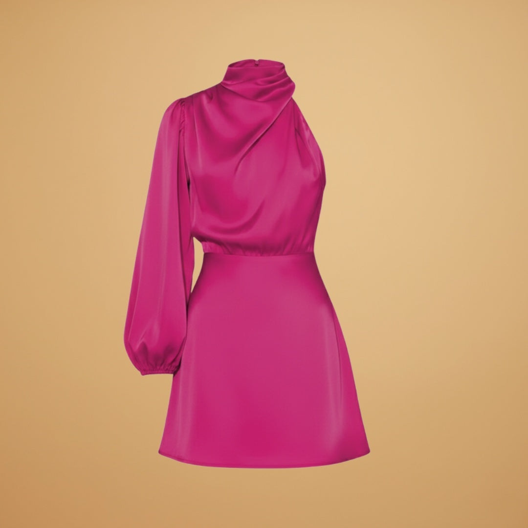 Margarida | Vestido Mini Assimétrico Manga Longa Mulher