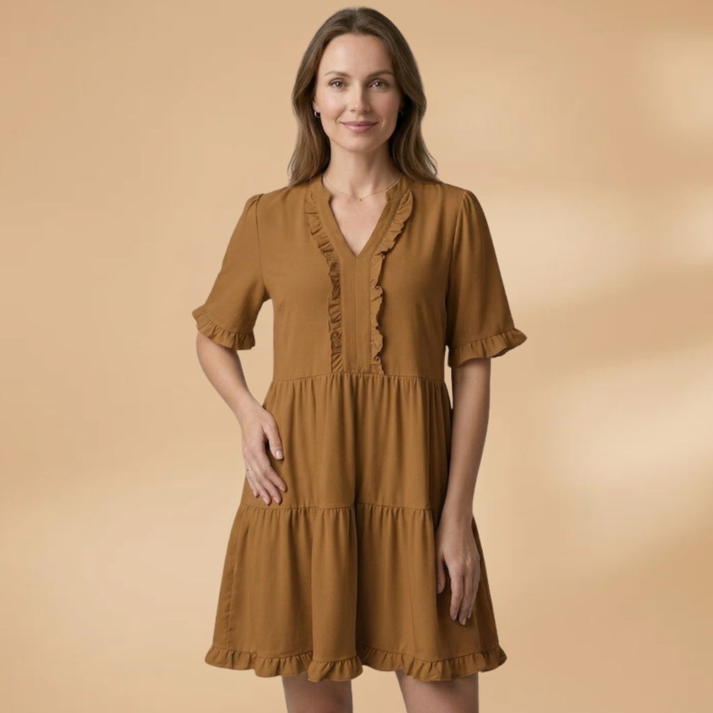 Teresa | Vestido Mini Babados Mulher Decote V