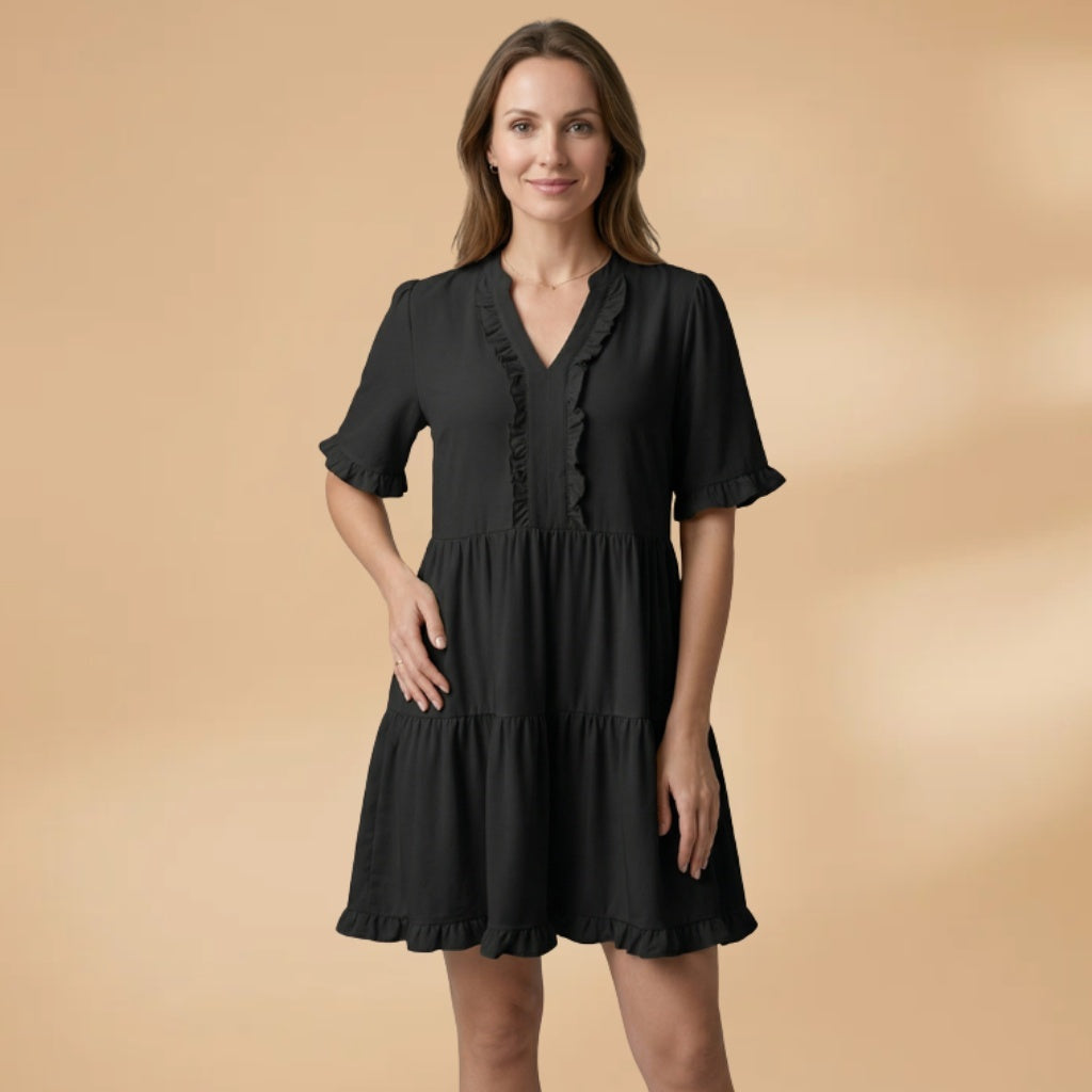 Teresa | Vestido Mini Babados Mulher Decote V