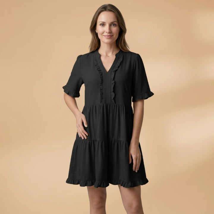 Teresa | Vestido Mini Babados Mulher Decote V
