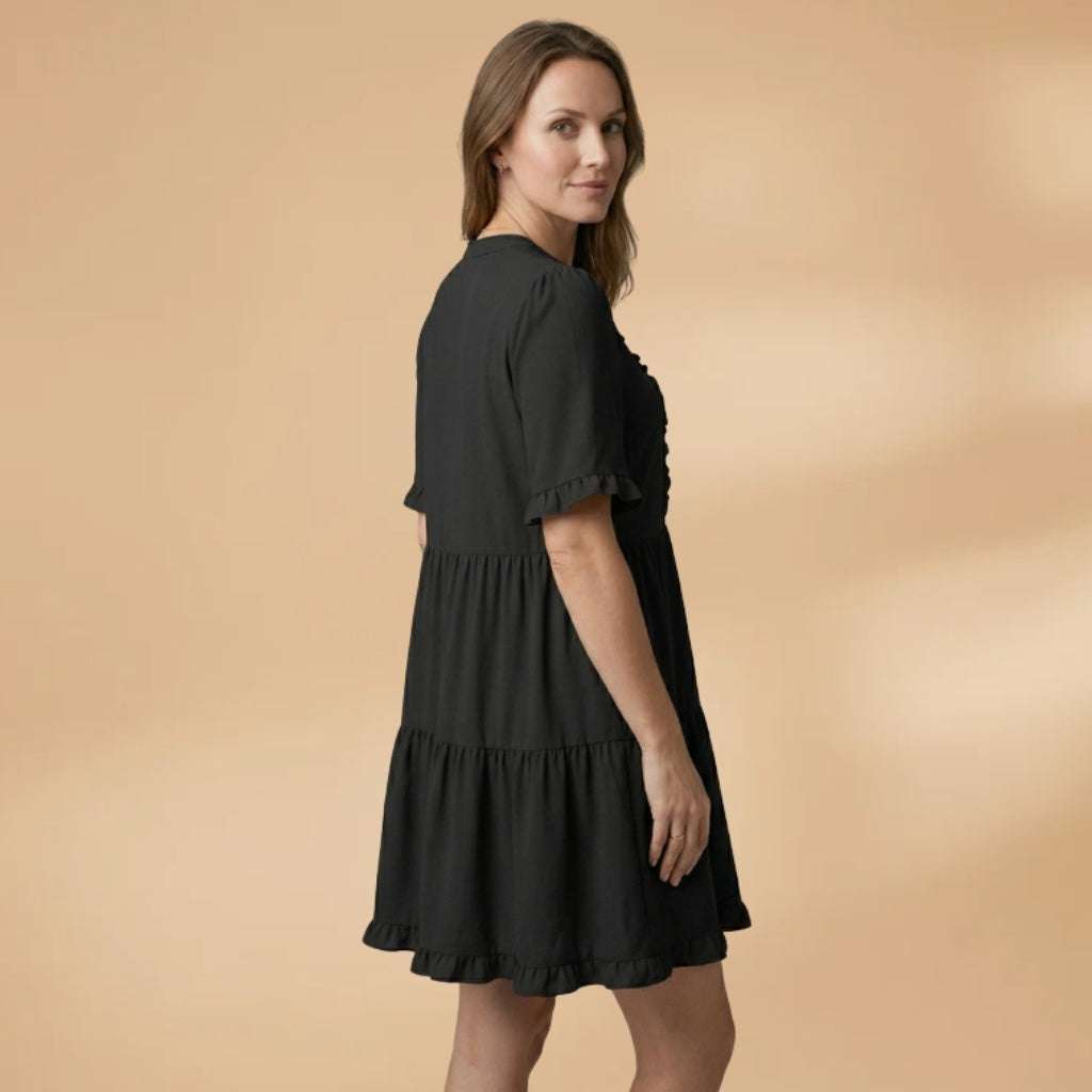 Teresa | Vestido Mini Babados Mulher Decote V