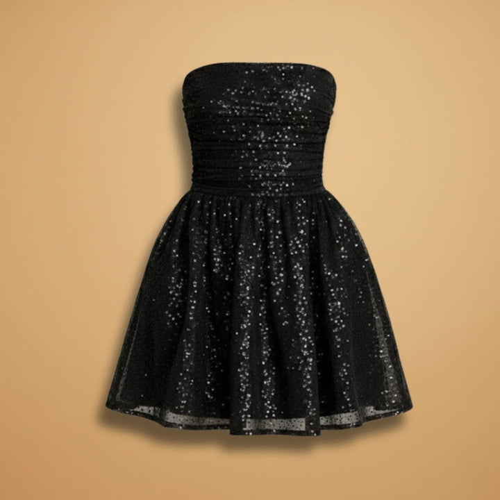 Constança | Vestido Mini de Festa Mulher Lantejoulas Tomara Que Caia