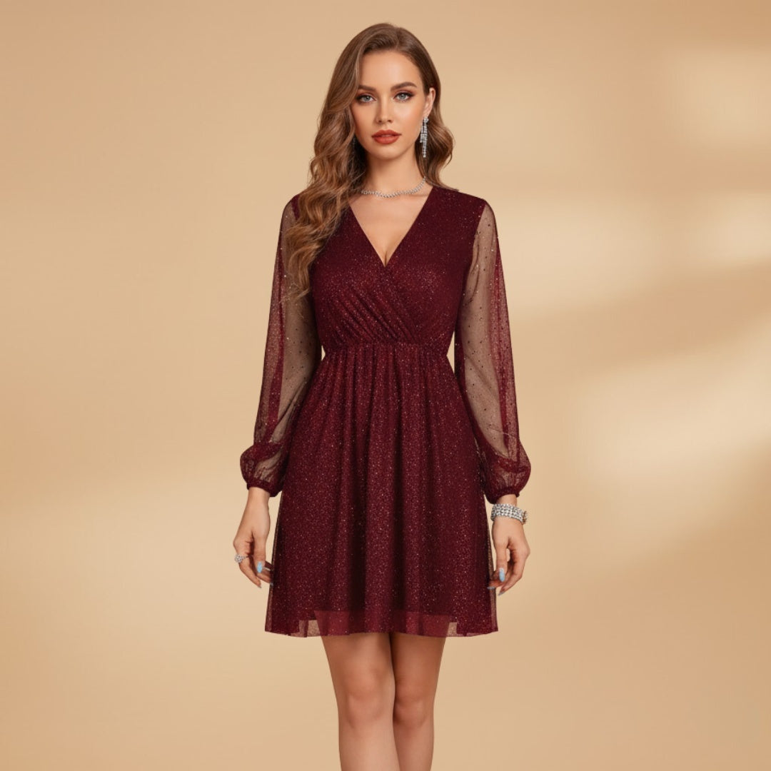 Marta | Vestido Mini Decote V Mulher Mangas Balão