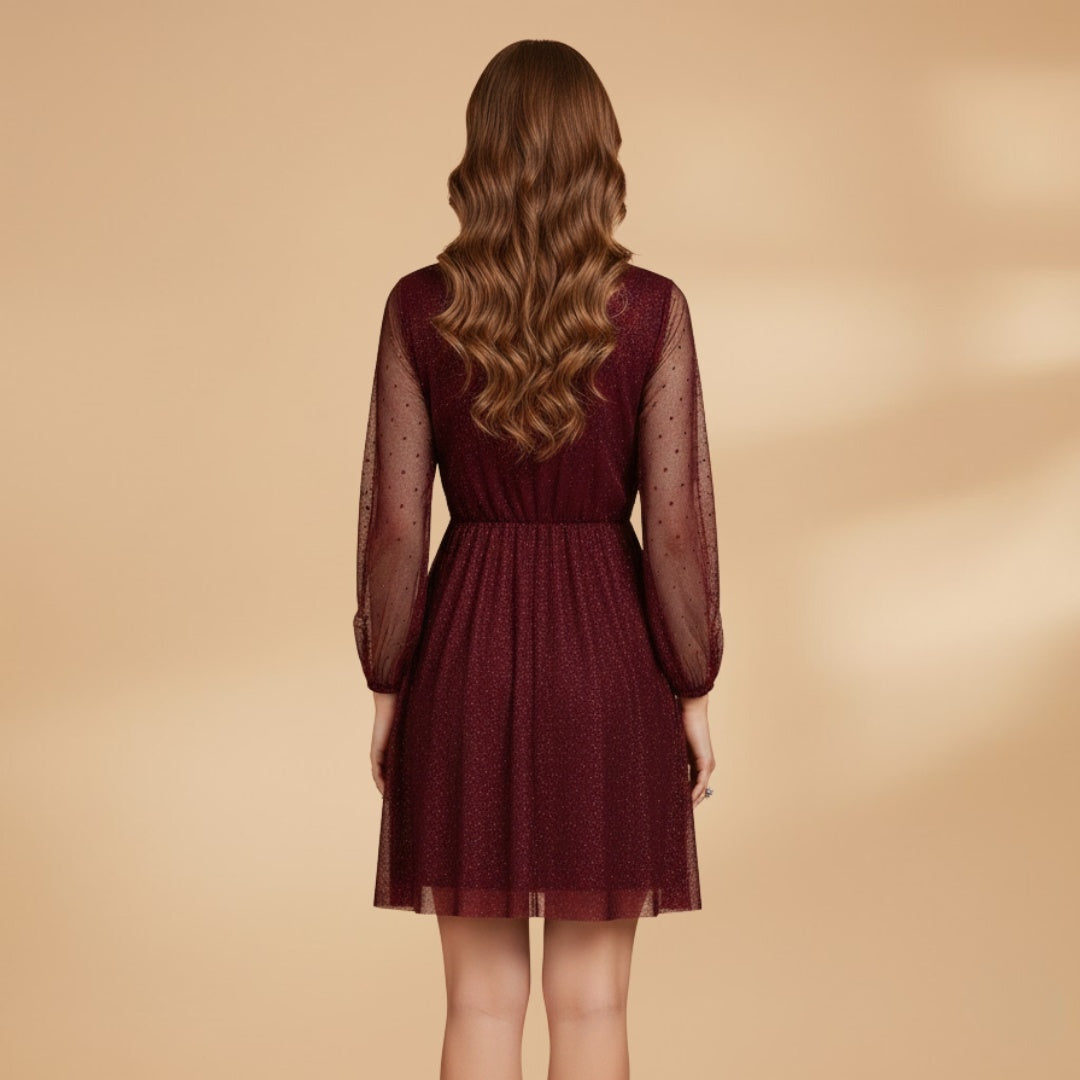 Marta | Vestido Mini Decote V Mulher Mangas Balão