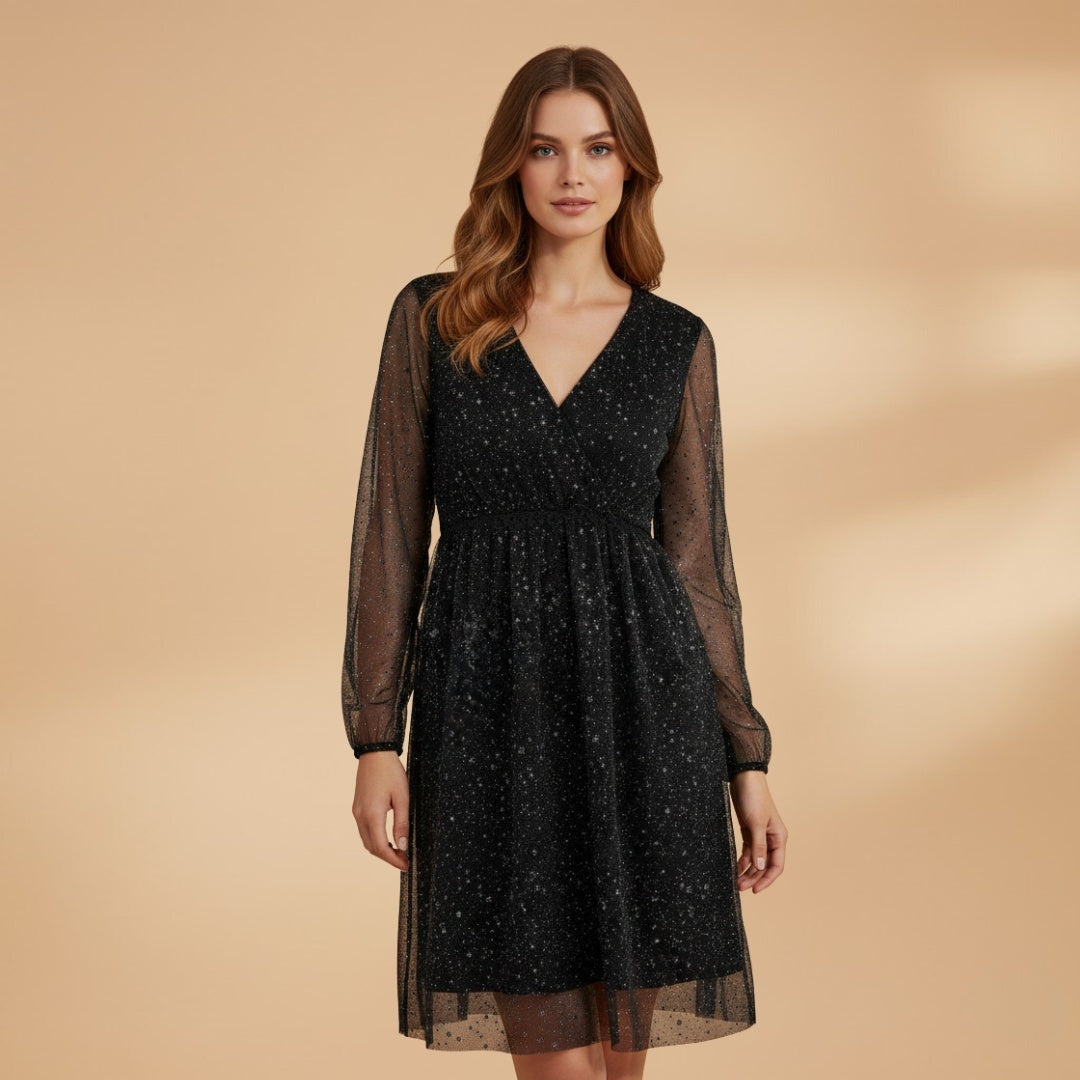 Marta | Vestido Mini Decote V Mulher Mangas Balão