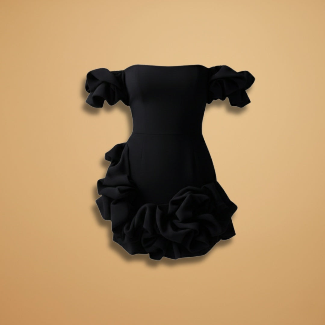 Beatriz | Vestido Mini Ombro Único Mulher Folhos