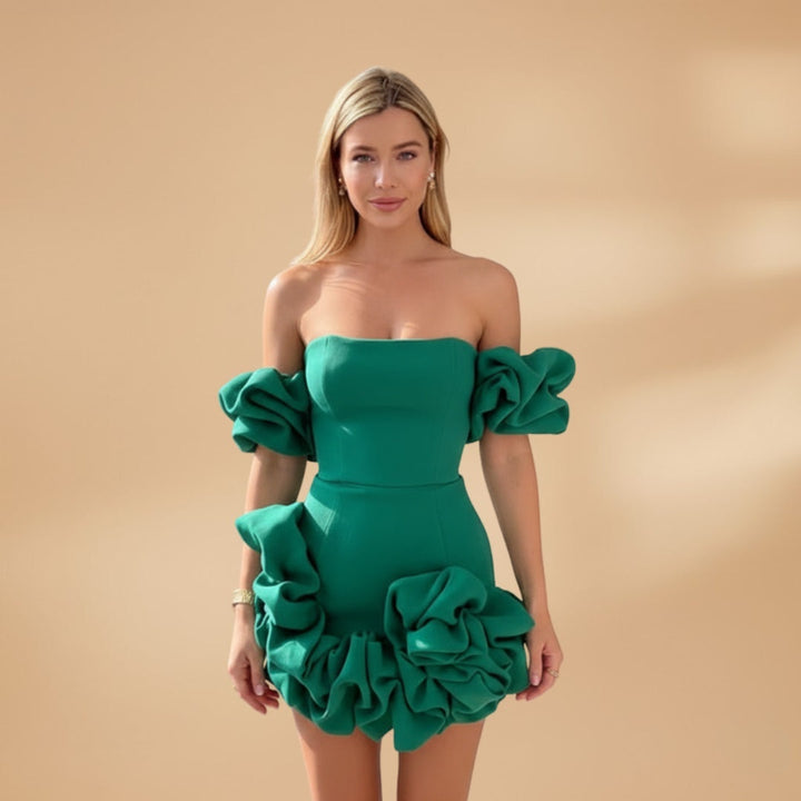 Beatriz | Vestido Mini Ombro Único Mulher Folhos