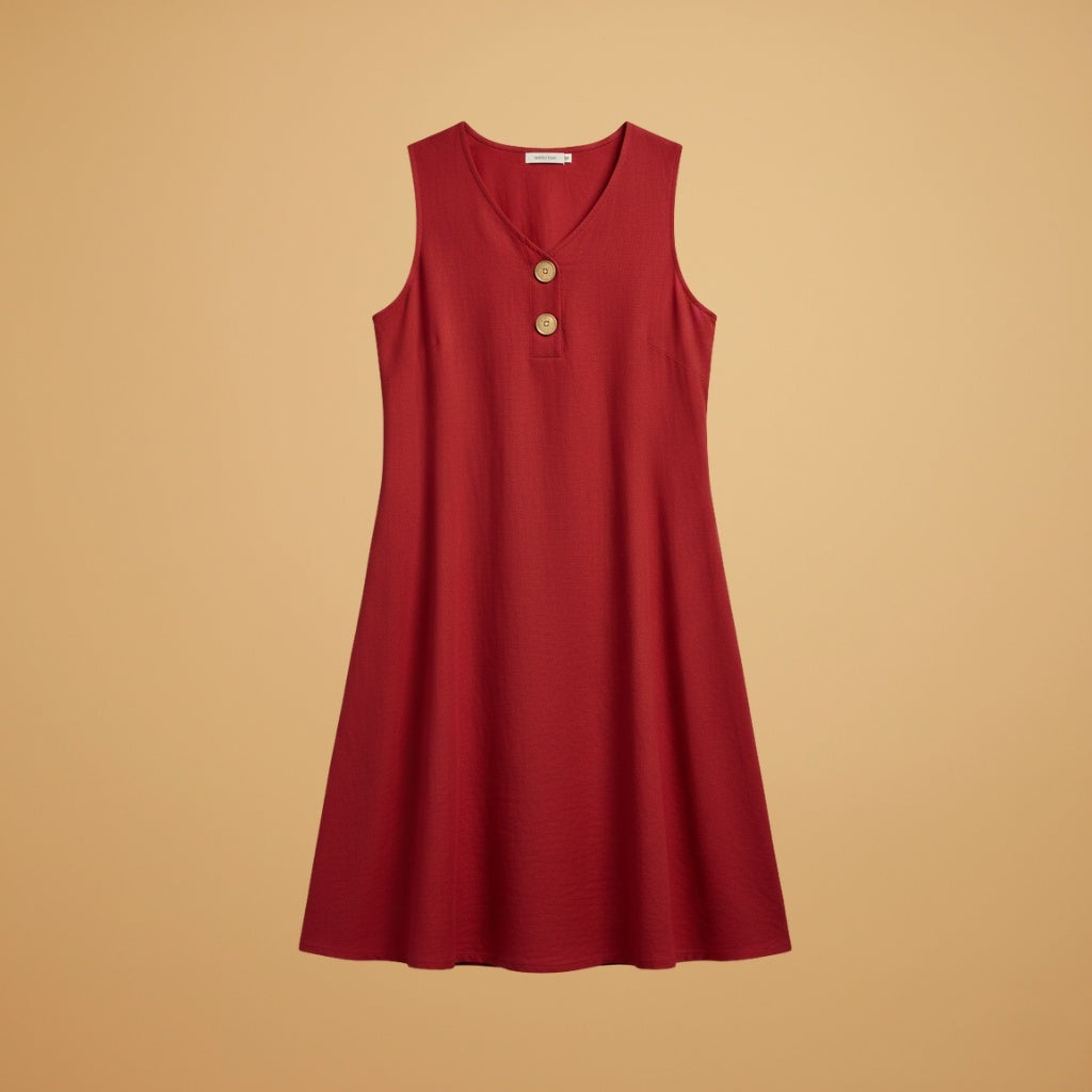 Daniela | Vestido Sem Mangas Decote V Mulher Botões