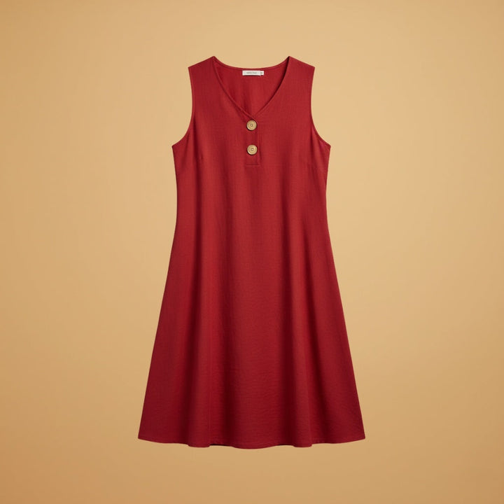 Daniela | Vestido Sem Mangas Decote V Mulher Botões