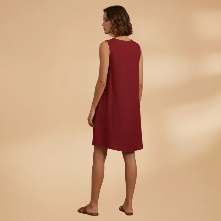 Daniela | Vestido Sem Mangas Decote V Mulher Botões