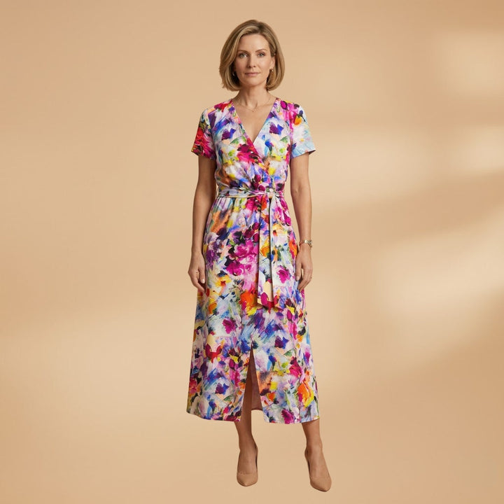 Inês | Vestido Transpassado Estampado Mulher Manga Curta